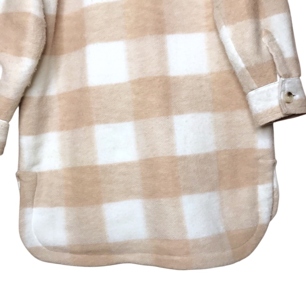 XL Jilly Jillian Harris x Joe Fresh Tan Cream Shacket Tunic Length Plaid - Picture 10 of 13